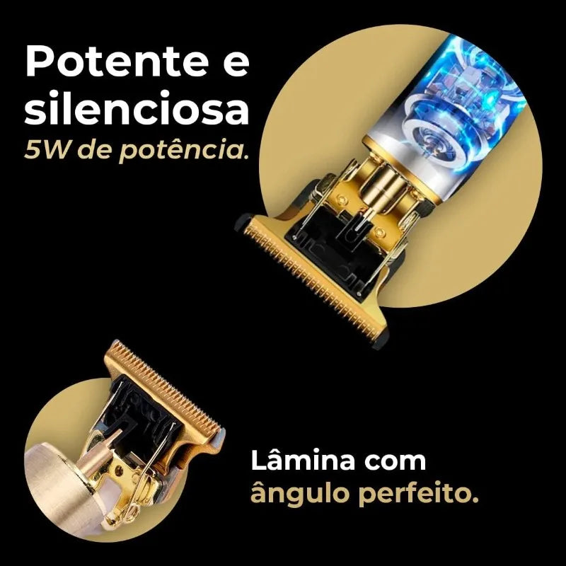 Barbeador Elétrico Masculino sem Fio Recarregável Dourado Estilo Vintage Modelo T9 Dragão