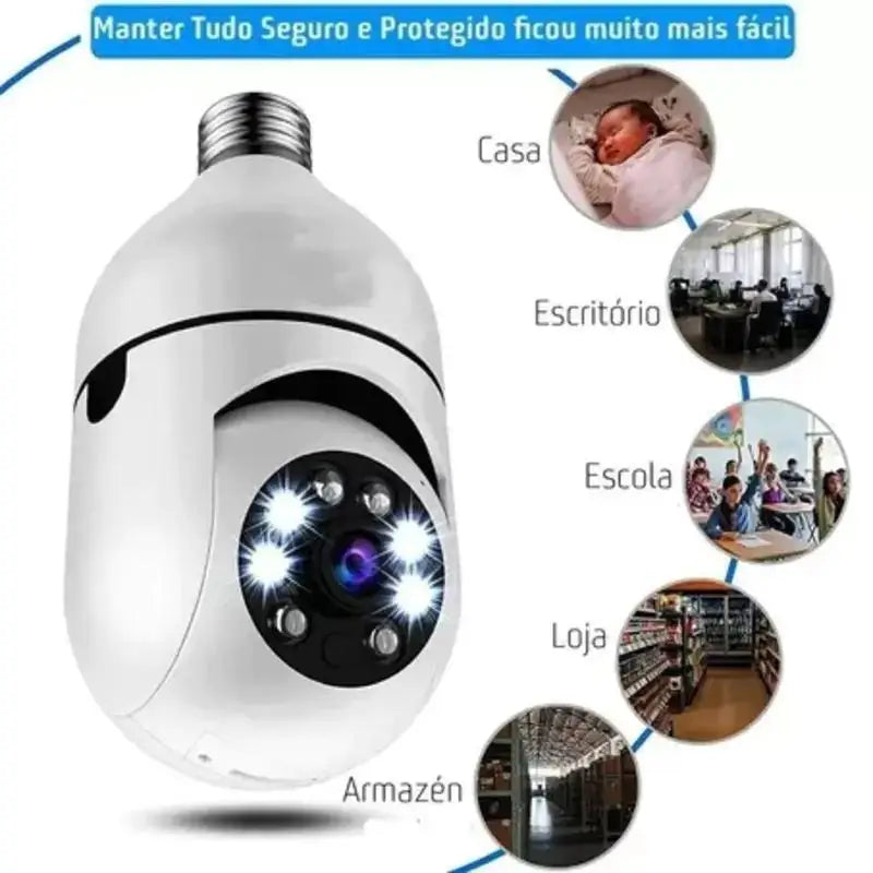 Câmera Segurança WIFI IP Sem Fio Bluetooth 360 Com Encaixe de Rosquear full HD Visão Noturna - bivolt