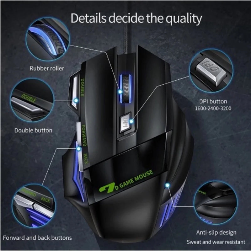 Mouse Gamer 3200dpi com LED X7 USB Profissional