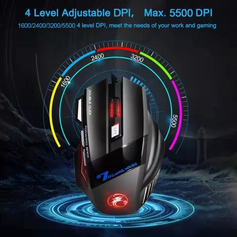 Mouse Gamer 3200dpi com LED X7 USB Profissional