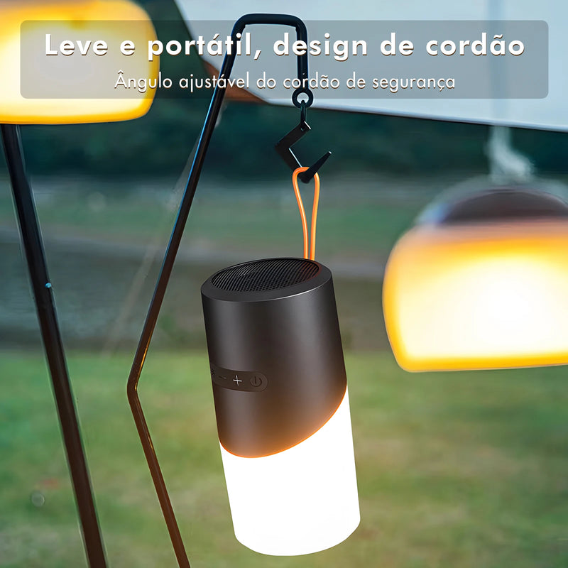 Caixa de Som Portátil Bluetooth e Fonte de Luz Com Múltiplas Cores