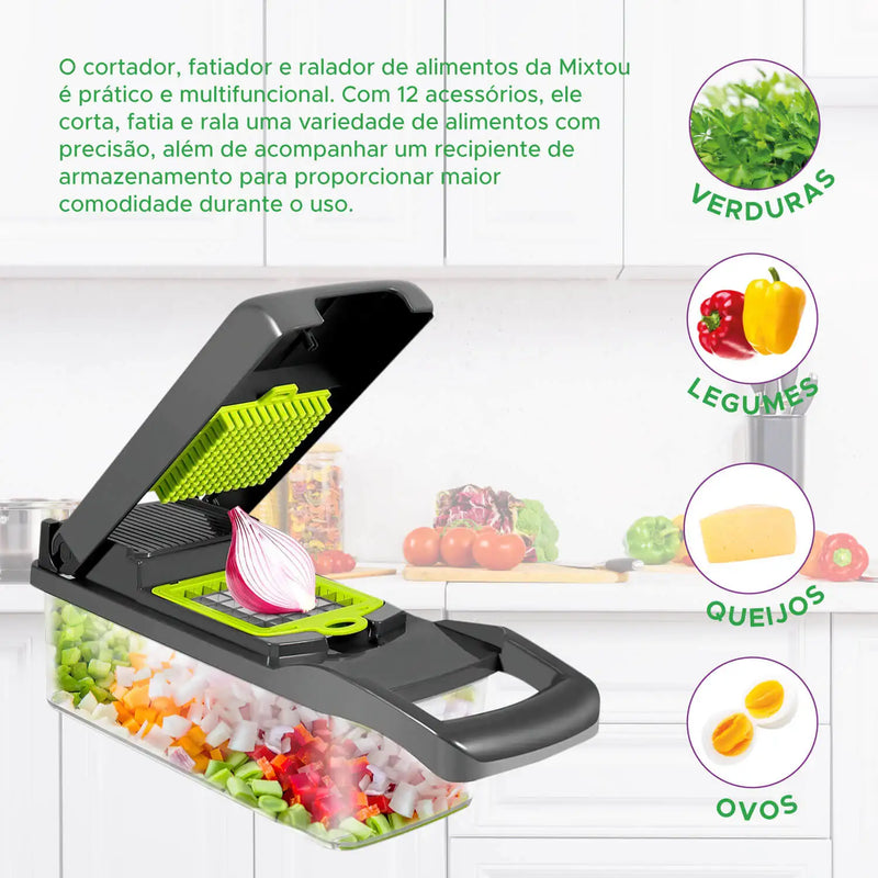 Cortador de Legumes e Vegetais 13 em 1 com Múltiplas Lâminas de Cozinha Adaptável Para Todos os Alimentos