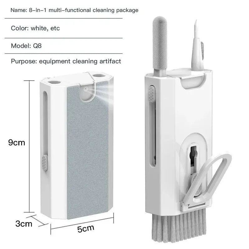 Escova de Limpeza de Teclados e Telas 8 em 1 Para Retirar e Limpar Sujeira das Teclas e Limpar Fones de Ouvido Compacto