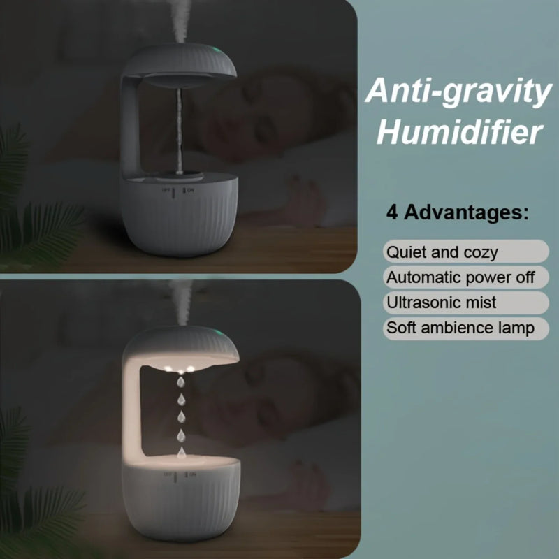 Umidificador Aromatizador Anti Gravidade com Luz Noturna Melhorador de Saúde