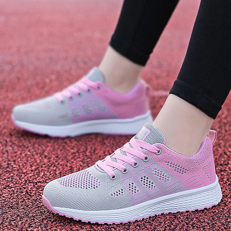 Sneakers Femininos Para Treino de Malha Respirável Ortopédico